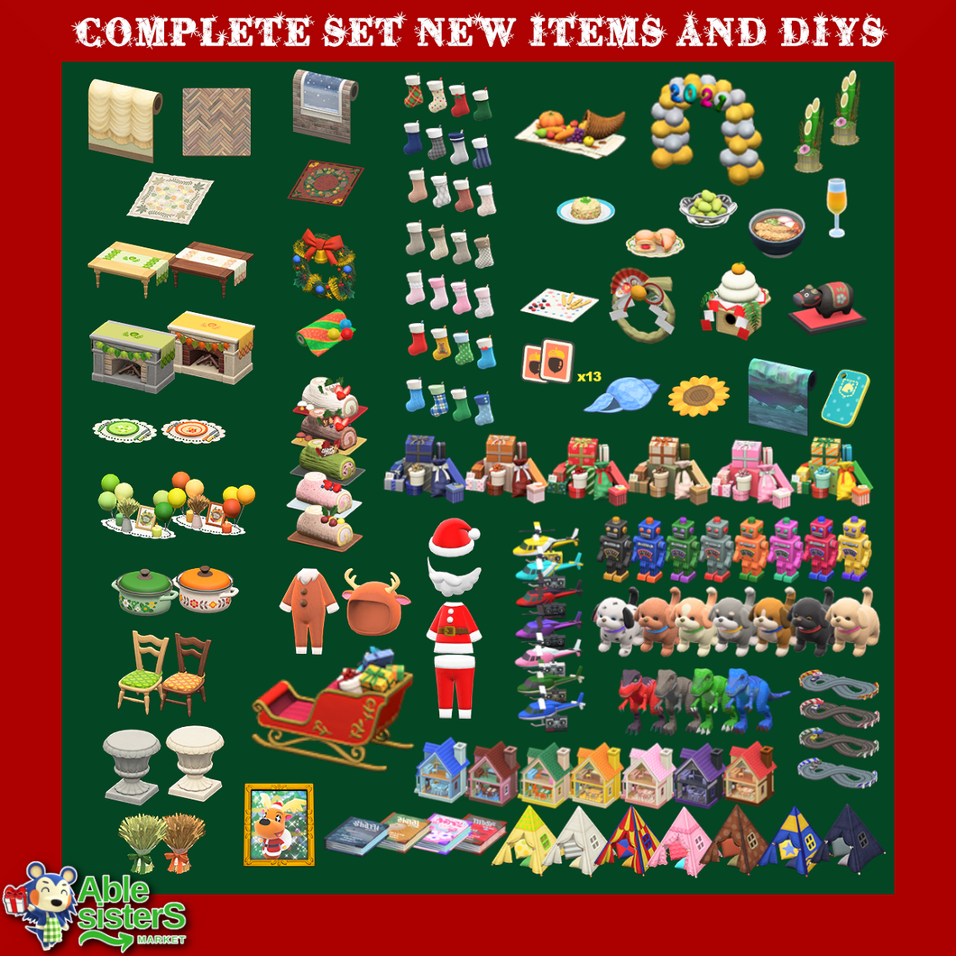 Animal Crossing: New Horizons CHRISTMAS UPDATE 1.6.0 PACK (120 + items & 13 DIYS)