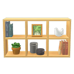 open wooden shelves